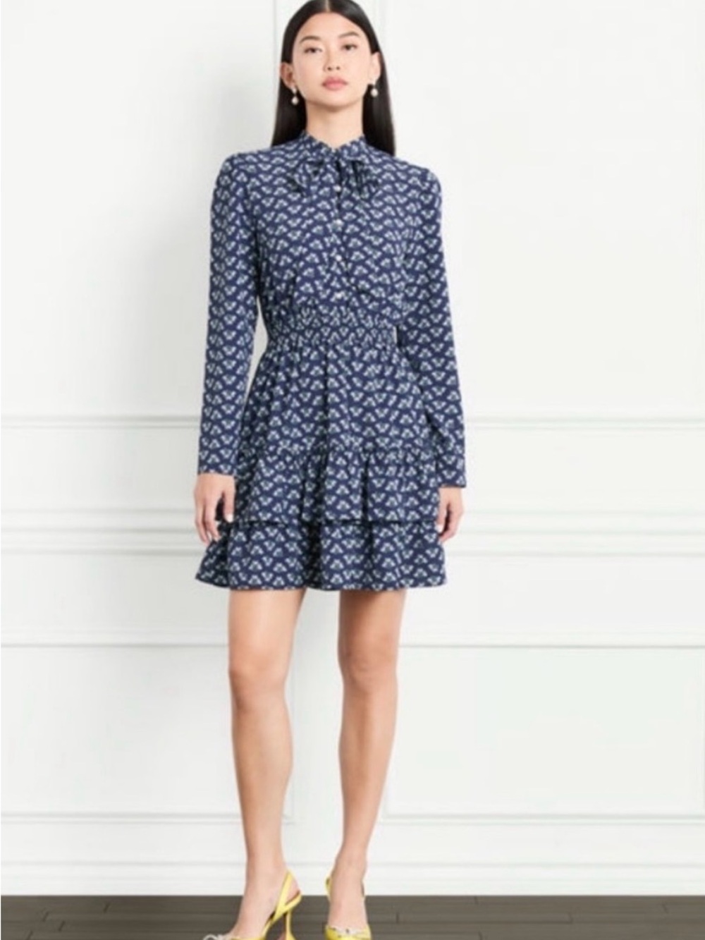 Hill House Home Talia Dress | XXS | Posy Navy Crepe | Worn Once